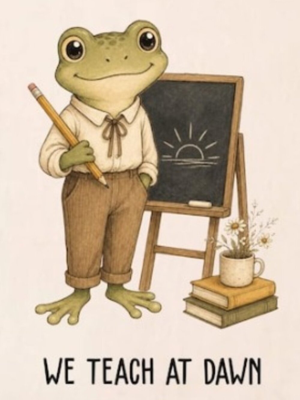 We Teach At Dawn Shirt, Funny Frog Teacher Tee - Picture 2 of 4